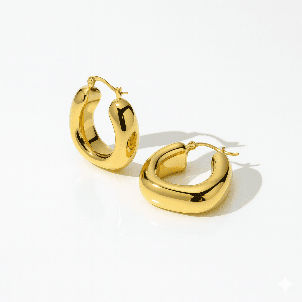 Thick Polished Gold Hoops