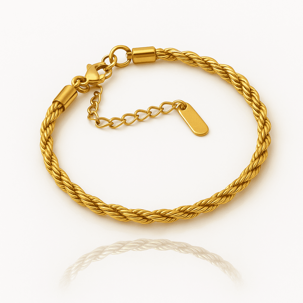 Classic rope chain gold bracelet with a timeless twisted design