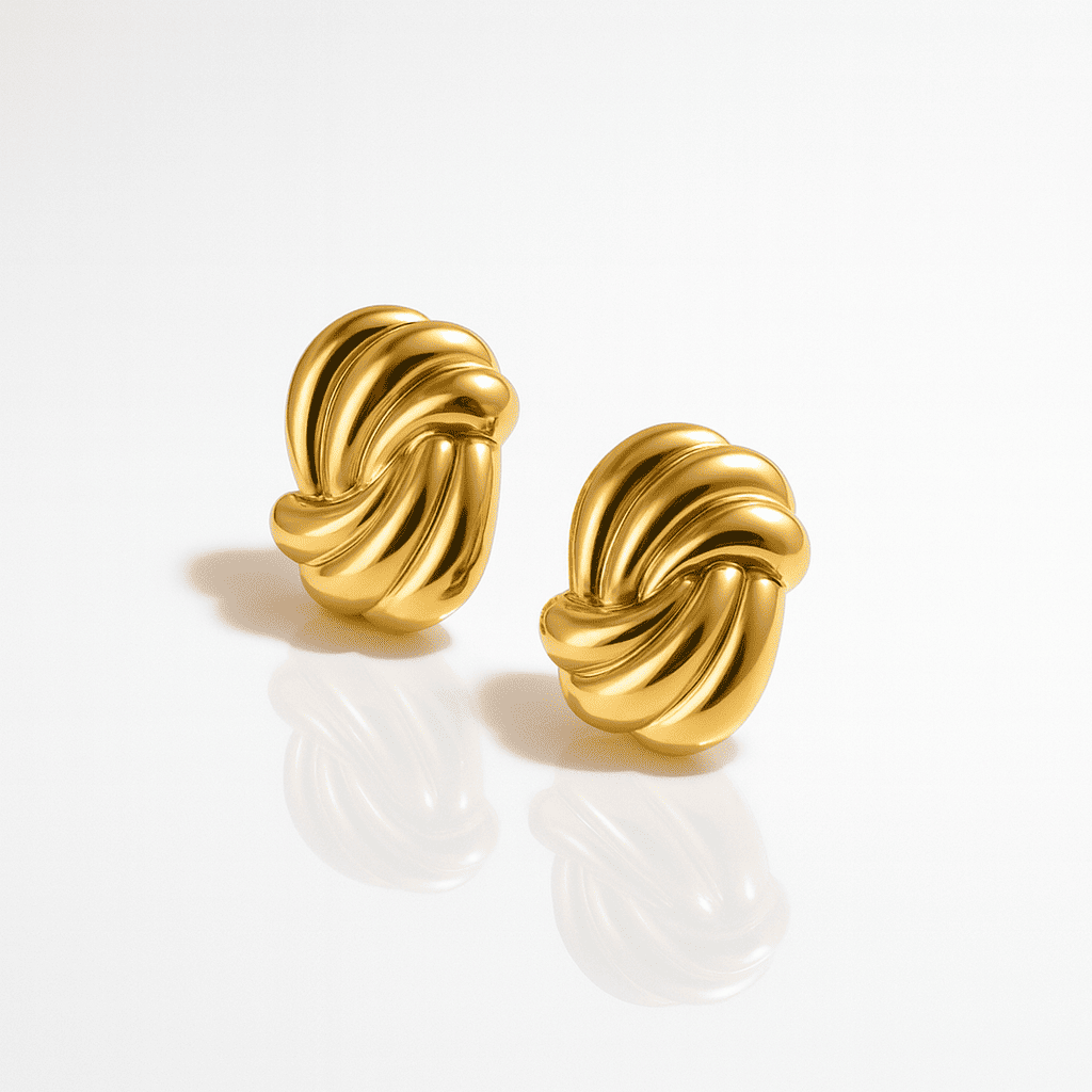 Modern gold twist earrings.