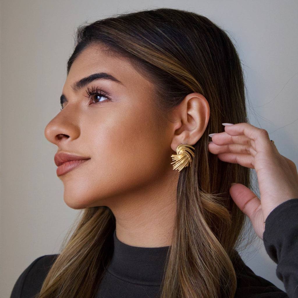 Sculptural Fan Stud Earrings