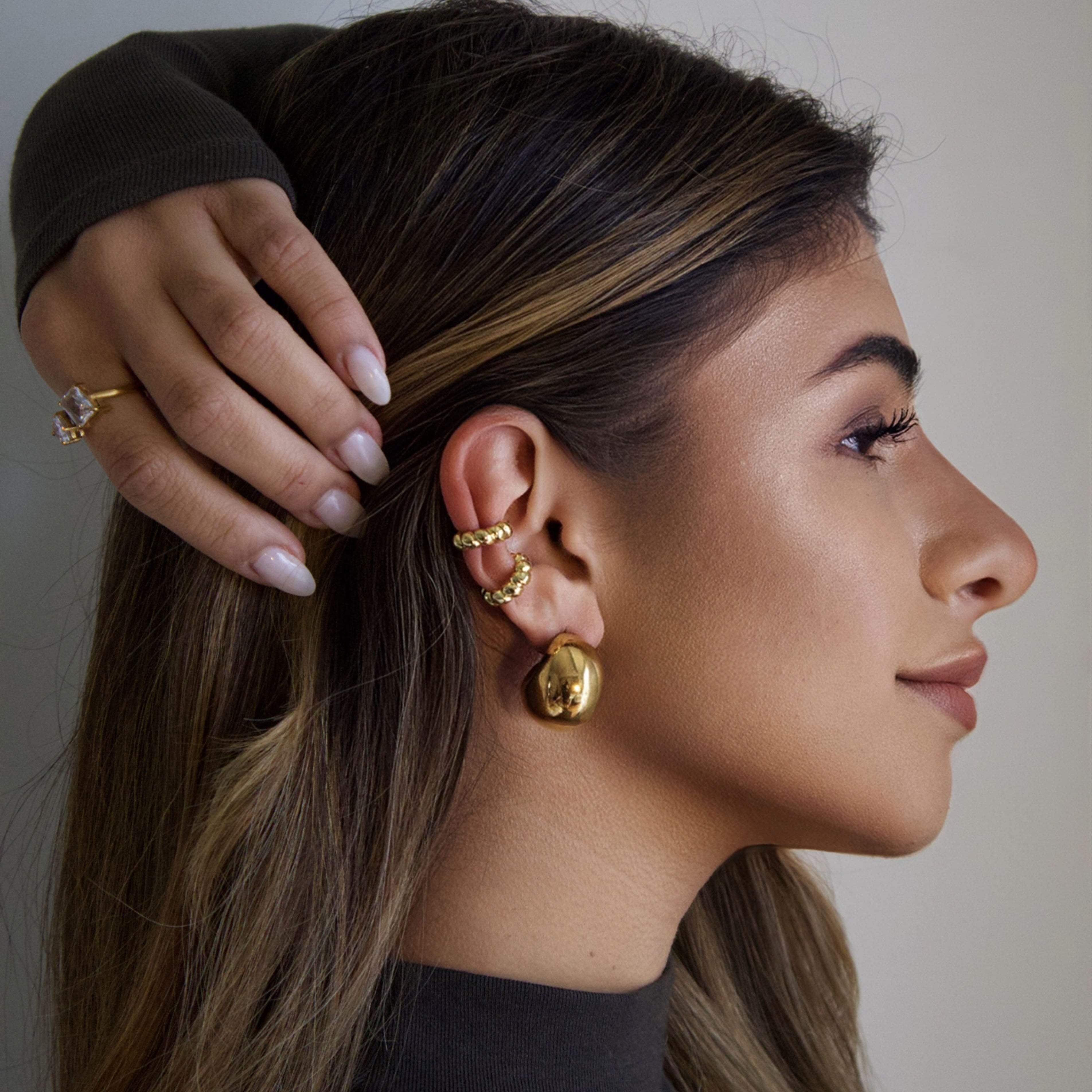Beaded Gold Ear Cuff
