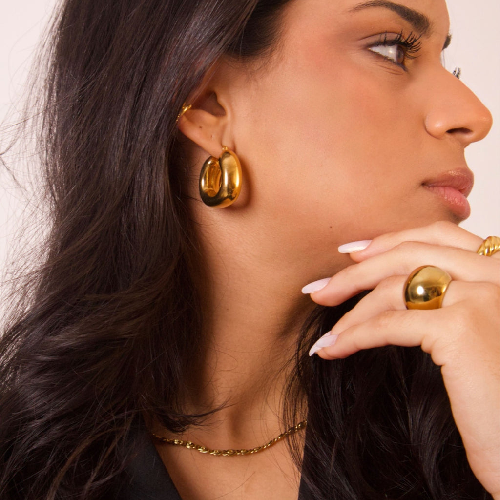 Bold Dome Gold Hoops