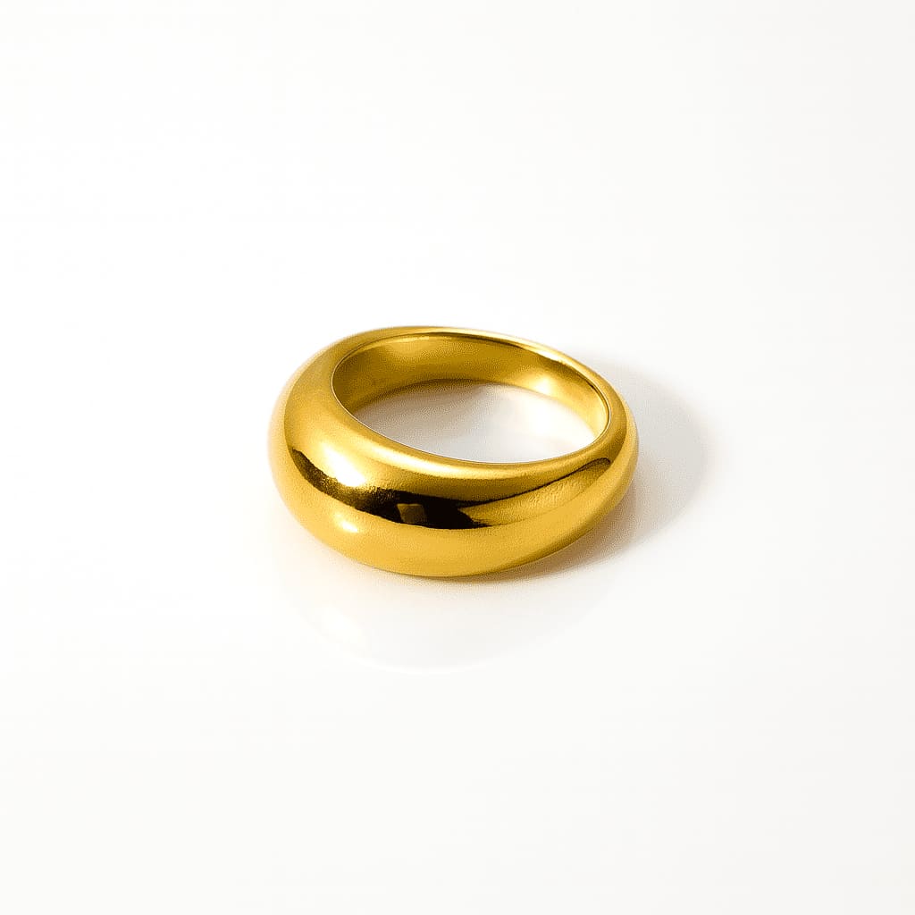Minimalist gold ring with a smooth drop-shaped design
